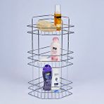 Ece Metal Alara Metal Üç Raflı Banyo Köşesi Krom Kaplama Metal Gümüş