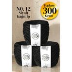 Ece Örgü Tasarım Atölyesi Siyah renkli (No. 12), kağıt çanta ipi ( 300 gr.)