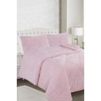 Ece Stripe Çift Kişilik Pelüş Yatak Örtüsü Pudra - 220 x 240 cm