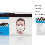 Ece Woware Lastikli Telli 50'li Beyaz Cerrahi Yüz Maskesi