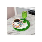 EceAksesuar Sunum Tepsisi Metal Tek Kişilik Dekoratif Çay, Kahve Ve Pasta Servisi 17 cm Yeşil 17 x 17