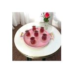 EceAksesuar Tepsi Ahşap Kulplu Metal Çay Tepsisi Kahve Tepsisi Sunum Kahvaltı 37 Cm Orta Boy Tepsi pembe 37 x 40