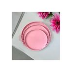 EceAksesuar Tepsi Seti Metal Kulplu Çay Tepsisi Kahve Tepsisi Sunum Kahvaltı 3'lü Tepsi Seti 30-37-40 cm pembe 37 x 40
