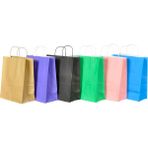 Ecen Plast 6 Renkli Kraft Kağıt Çanta Seti 25 x 12 x 31 cm Geri Dönüştürülebilir Hediye Poşeti