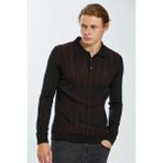 Ecer Erkek Uzun Kol Polo Yaka Minimalist Kazak - Günlük Stil - Siyah-Bordo