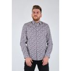 Ecer Geometrik Desenli Erkek Uzun Kol Gömlek - Regular Fit - Günlük - Beyaz - 2XL