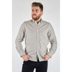 Ecer Minimalist Uzun Kol Erkek Gömleği - Günlük & İş - Füme - XL