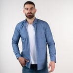 Ecer Slimfit Erkek Desenli Kot Gömlek - Mavi