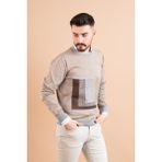 Ecer Slimfit Parça Desenli Ince Triko Erkek Kazak - Kahverengi