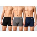Eces Desing Eces Designdikişsiz Buz Ipek Ter Uzaklaştıran Spor Özel Tasarım Erkek Iç Giyim 3 Parça 1010 Boxer - Siyah - Mavi