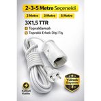 ecestore 5 METRE Uzatma Kablosu 3x1,5 TTR CCA Topraklı Seyyar Kablo Uzatma Kablosu Erkek Fiş Dişi Fiş Monteli