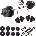 Ecgspor 32 Kg Multifonksiyonel Birleştirilebilir Halter Seti Ve Dambıl Seti Ağırlık Fitness Seti - 320 gr - Siyah