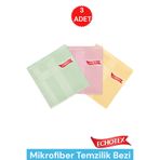 ECHOTEX 3’lü Cam Bezi, Temizlik Bezi, Kurulama Bezi, Mikrofiber Bez - 40x60cm Renkli Bez