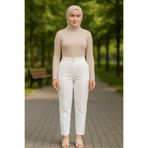 ECK MODA Kadın Krep Kumaş Pileli Beli Lastikli Pantolon
