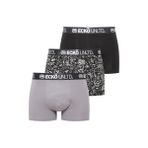 Ecko Siyah - Gri - Baskılı 3'lü Boxer