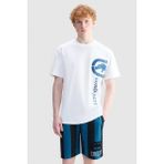 Ecko Unltd. Mason Loose Fit Bisiklet Yaka Baskılı %100 Pamuk Erkek Beyaz Tişört - 2XL