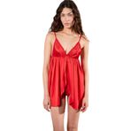 Eclatant Kırmızı Dantel Detaylı Saten Babydoll