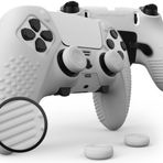 Eclipse Color Mod Grip Seti, Playstation 5 Edge Controller için, Kaymaz/Ter Silikon Kavrama Cilt Kapağı Kabuğu, Mat Ön Yüz, Vinil Çıkartmalar ve 4'lü Paket PS5 Thumbstick Caps (Glacial PS5 Beyaz)