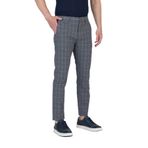 Ecmio Erkek Navy Ekose Keten Görünümlü İnce İlkbahar-Yaz Slim Fit Pantalon Navy 34