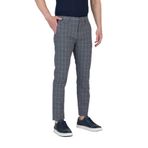 Ecmio Erkek Navy Ekose Keten Görünümlü İnce İlkbahar-Yaz Slim Fit Pantalon Navy 38