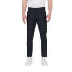 Ecmio Erkek Siyah Ekose Keten Görünümlü İnce İlkbahar-Yaz Slim Fit Pantalon Siyah 32