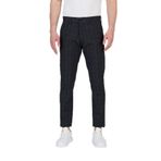 Ecmio Erkek Siyah Ekose Keten Görünümlü İnce İlkbahar-Yaz Slim Fit Pantalon Siyah 38