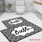 Eco Concept Bath Yazılı Banyo Paspası, Dekoratif Klozet Takımı, Siyah Renk Klozet Takımı, Kaymaz Taban Paspas, Yıkanabilir Paspas, 2'li Klozet Takımı