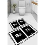 Eco Concept Bath Yazılı Banyo Paspası, Element Klozet Takımı, Kaymaz Taban Paspas, Yıkanabilir Paspas, 2'li Klozet Takımı Siyah