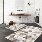 Eco Concept Geometrik Desen Paspas, İskandinav Banyo Paspası, Kaymaz Taban Klozet Takımı, Dekoratif Paspas, Çok Renkli