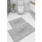 eco concept Gri Renk Banyo Paspası, Sade Banyo Paspası, Kaymaz Paspas, 2'li Klozet Takımı, Yıkanabilir Paspas,