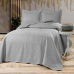 Eco Concept Gri Renk Yatak Örtüsü, Yatak Örtüsü, Çeyizlik Çift Kişilik Kapitone Nakışlı Yatak Örtüsü, Günlük Çift Kişilik Yatak Örtüsü