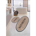 eco concept Kaymaz Yıkanabilir Banyo paspası, Bathroom Yazılı, Estetik, Oval, Jüt Görünümlü Paspas