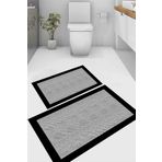 eco concept Kazayağı Desen Banyo Paspası, Gri Siyah Paspas, Kaymaz Taban Klozet Takımı, Dekoratif Paspas,