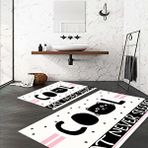 Eco Concept Kedi Desen Banyo Paspası, Dekoratif Klozet Takımı, Kaymaz Taban Klozet Takımı, Dekoratif Paspas, Beyaz