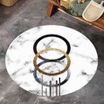Eco Concept Mermer Desen Yuvarlak Paspas, Kaymaz Taban Banyo Paspası, 80x80 Paspas Beyaz