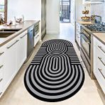 Eco Concept Oval Mutfak Halısı, Geometrik Desen Halı, Kaymaz Yıkanabilir Halı, Leke Tutmaz Halı, Dekoratif Halı, Çok Renkli