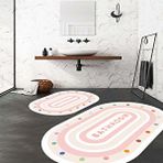 Eco Concept Renkli Klozet Takımı, Oval Banyo Paspası, Dekoratif Paspas, 2'li Klozet Takımı, Kaymaz Taban, Yıkanabilir Paspas, Çok Renkli