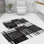 Eco Concept Siyah Renk Paspas, Çizgili Desen Banyo Paspası, Kaymaz Taban Klozet Takımı, Dekoratif Paspas,