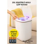 Eco Lounge 20L Sensörlü Akıllı Antibakteriyel Çöp Kovası Otomatik Kapaklı, Banyo Mutfak 4 Pil Yanında