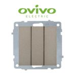 Eco Lounge Antrasit Üçlü Anahtar Çerçevesiz Grano - Priz ve Anahtar Için Uyumlu Çerçeve