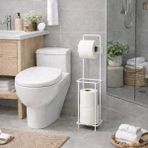 Eco Lounge Beyaz Standlı Yedek Hazneli Tuvalet Kağıtlığı