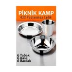 Eco Lounge Bx Paslanmaz Çelik Tabak Kase Bardak Seti Kamp Piknik Seti 18 Adet