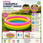 Eco Lounge H57412 3 Boğumlu Sunset Havuz 114x25 cm Intex Şişme Çocuk Havuzu Balkon Bahçe Yazlık Havuzu