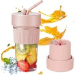 Eco Lounge Mini Taşınabilir Mikser 350 ml Smoothie Makinesi Meyve Sıkacağı Şarj Edilebilir Blender Pembe