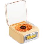 Eco Port Nostalji Mini Plak Görünümlü Radyolu Bluetooth Hoparlör 3D Ses Dalgası Retro Müzik Plak Sarı
