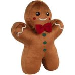 Eco Sepet Kurabiye Adam Peluş Yastık 32 cm, Uyku Arkadaşı Peluş, Yılbaşı Kırmızı Papyon Kurabiye Adam - Kahverengi - Kırmızı