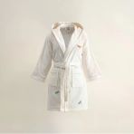Ecocotton %100 Organik Pamuk Nakışlı Nina Krem Sarı Kız Çocuk Bornoz