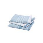 Ecocotton 40x60 cm 3'lü %100 Pamuklu İplik Boyalı Özel Dokuma Açık Mavi Krem Elis Kurulama Havlusu