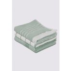 Ecocotton 40x60 cm 3'lü %100 Pamuklu İplik Boyalı Özel Dokuma Açık Yeşil Krem Elis Kurulama Havlusu