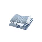 Ecocotton 40x60 cm 3'lü %100 Pamuklu İplik Boyalı Özel Dokuma Mavi Krem Elis Kurulama Havlusu